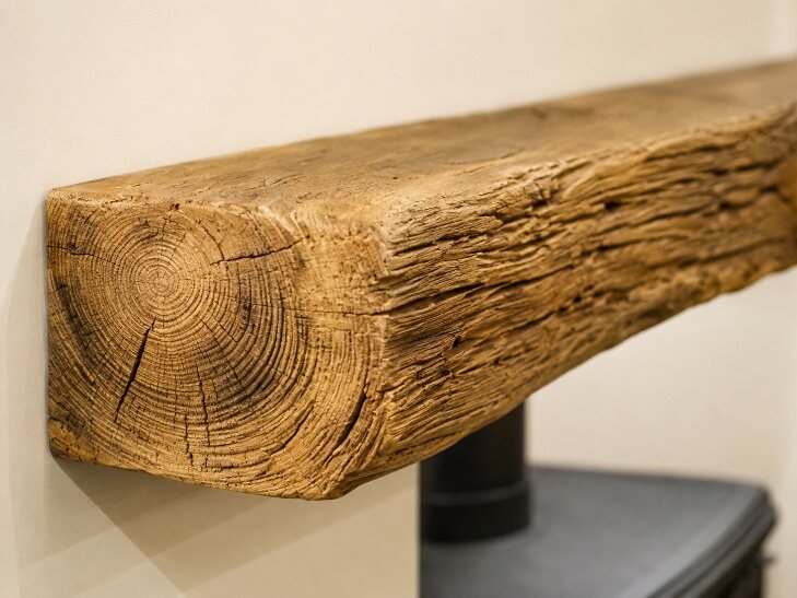 Close-up of the Bideford beam edge profile with a deeper shelf