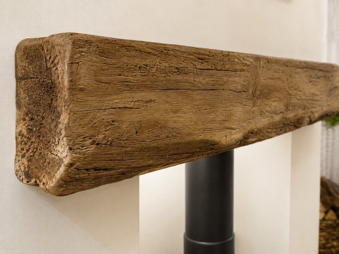 Close-up of the Clovelly beam end grain and edge profile