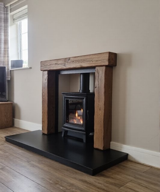 Oak beam fireplace surround