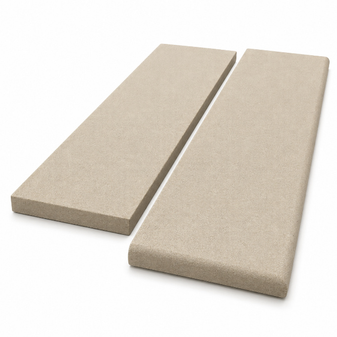 A natural sandstone hearth slab showing the thickness and the fine grain of the stone