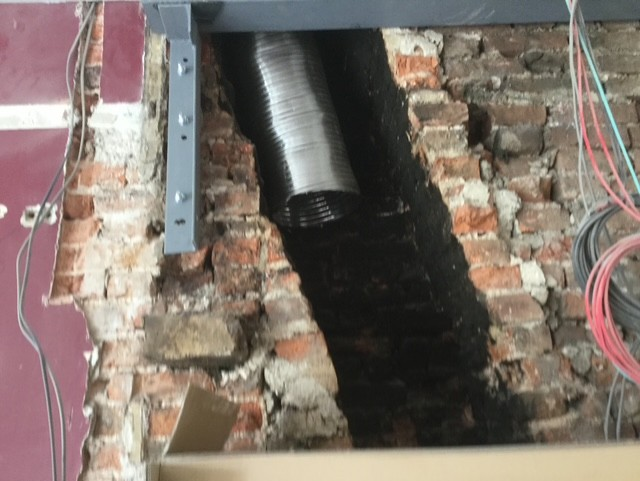 Stainless steel chimney liner fitted for the Spartherm Linear installation at Barwick in Elmet