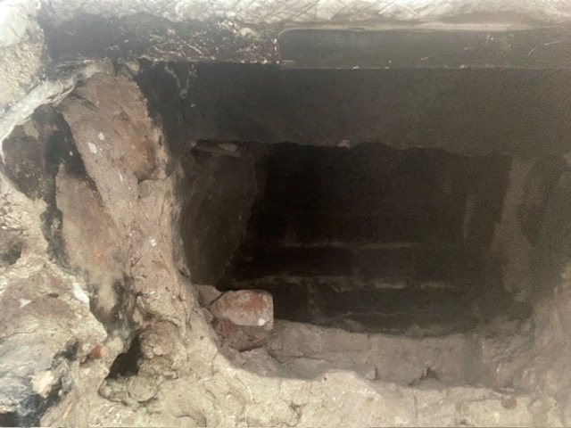 The chimney inspected and swept before any work began.