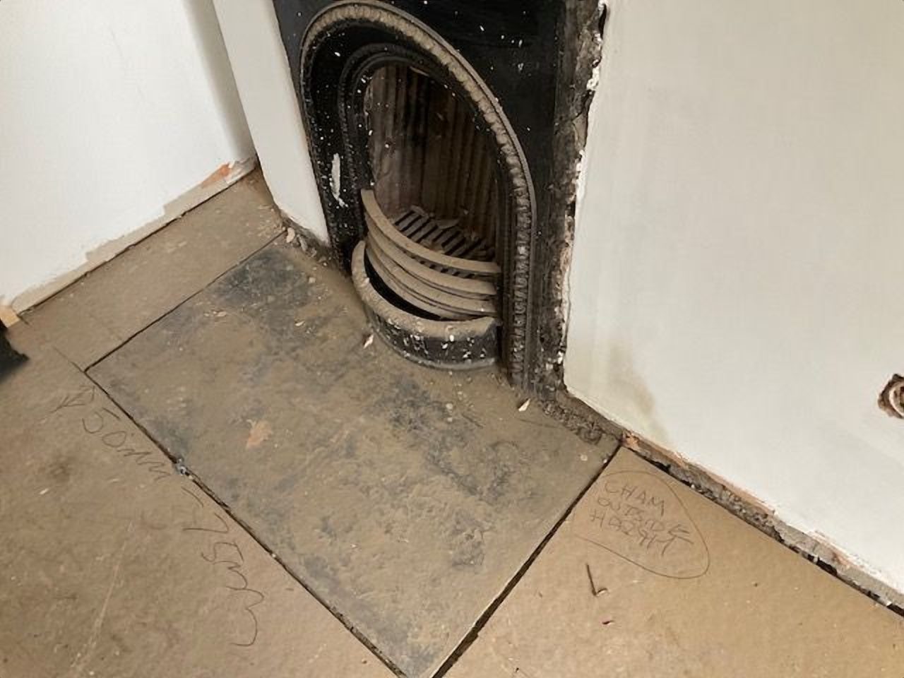 The original sub hearth, measured up for the new surround