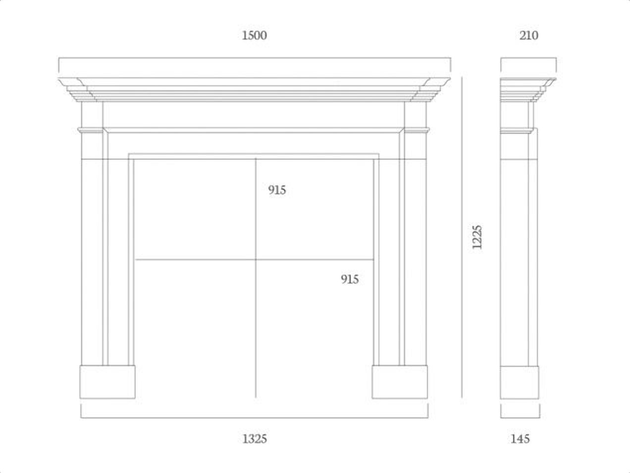 One of the bespoke made to measure fireplace drawings produced for the project