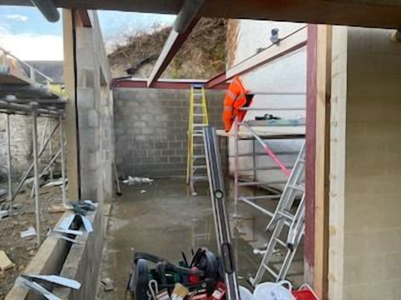 During the build: the games room taking shape