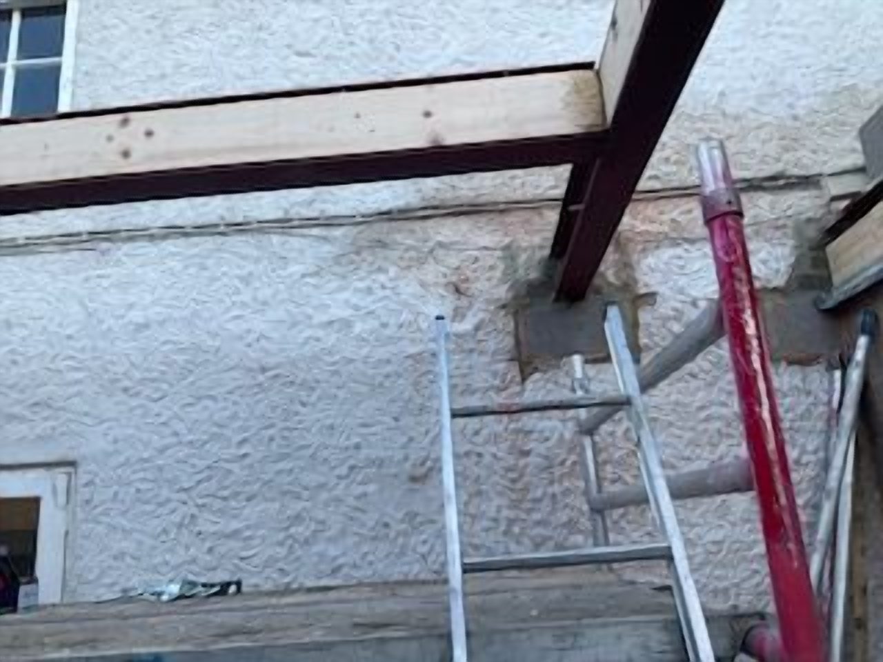 Steelwork in: the structure that carries the new flue
