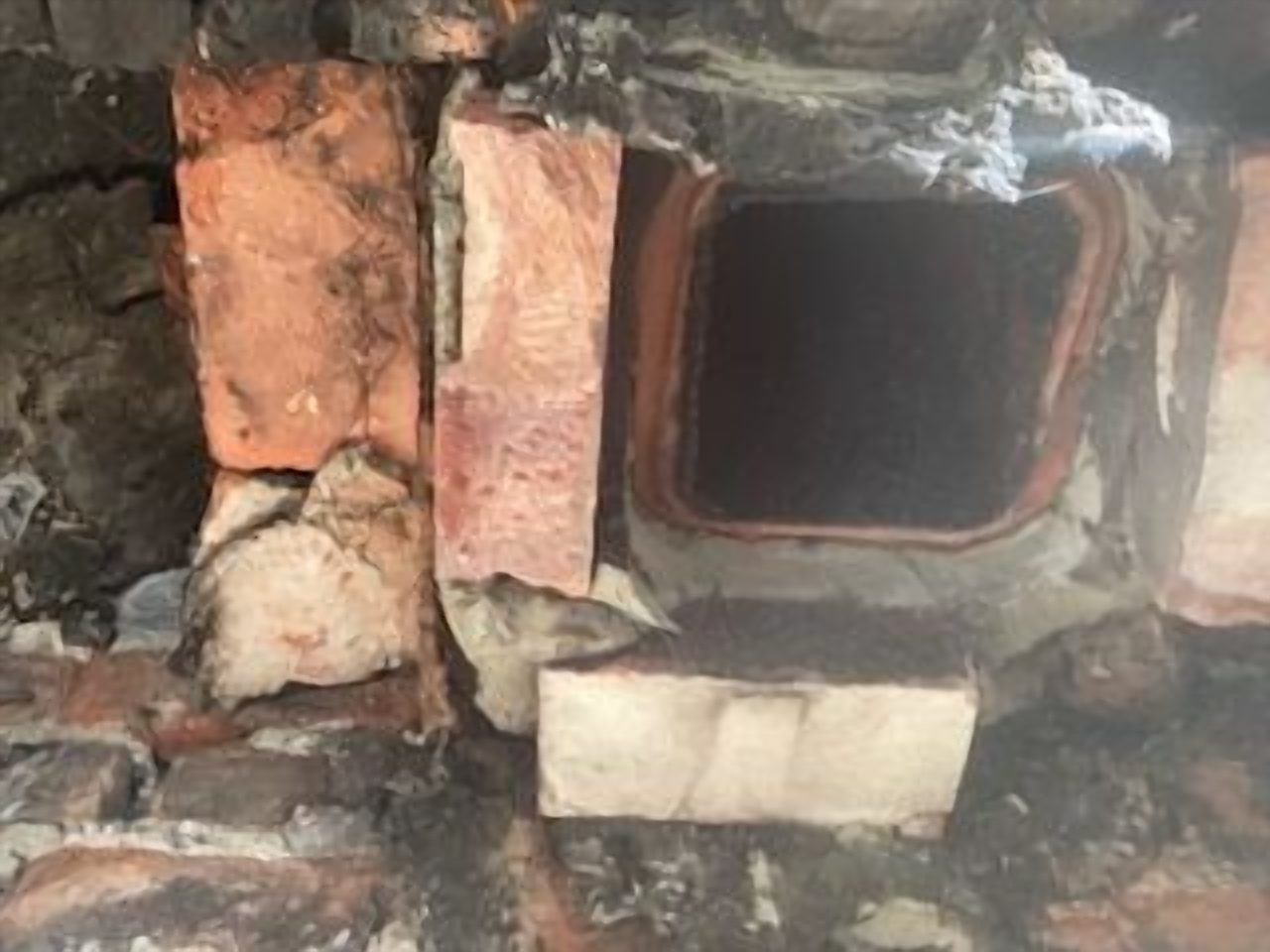 Survey detail: the original chimney pots, unsupported and rebuilt during the works