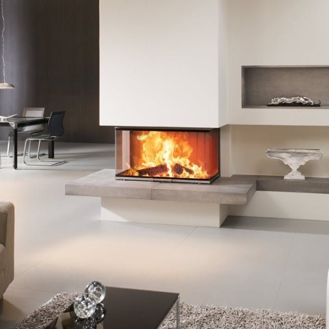 The three-sided Linear Triple in a room setting, showing the full width of the fire