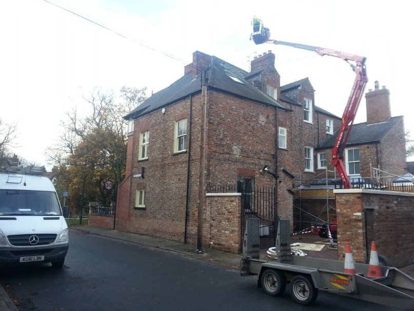 Tall chimney liner work on a Yorkshire property
