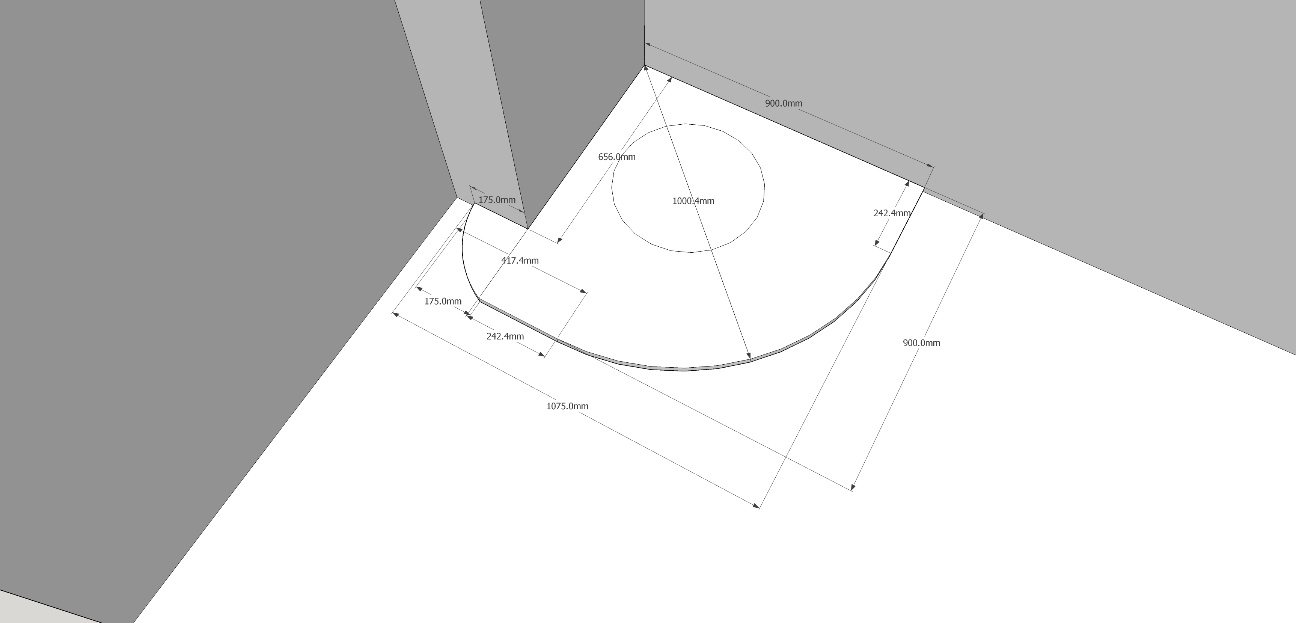 The hearth set out on the survey to wrap the corner perfectly