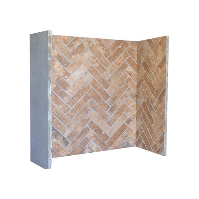 Earthstone brick stove chamber in the herringbone pattern