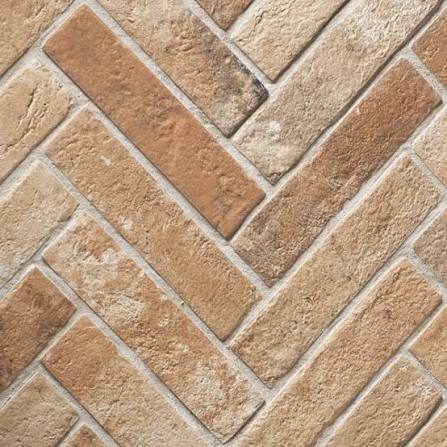 Close-up of the Earthstone brick herringbone pattern and tones