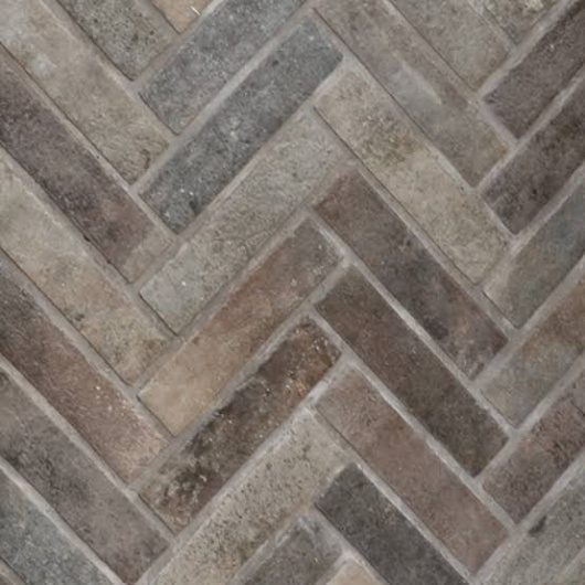 Close-up of the Heritage brick herringbone pattern and tones