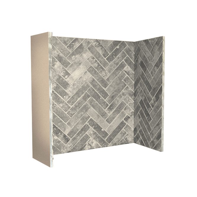 Urban Graphite Slate Grey brick stove chamber in the herringbone pattern