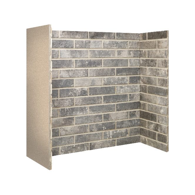 Urban Graphite Slate Grey brick stove chamber in the stretcher bond pattern
