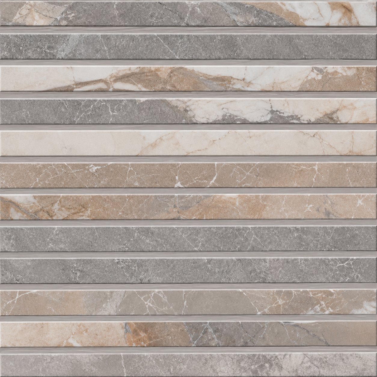 A Linear Grey porcelain stove chamber showing the slatted profile and grey veining