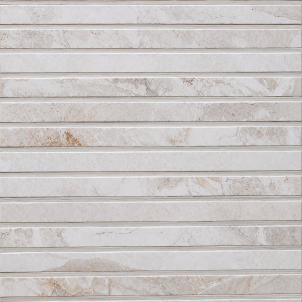 Linear Light porcelain stove chamber flat section showing the slatted marble-effect finish