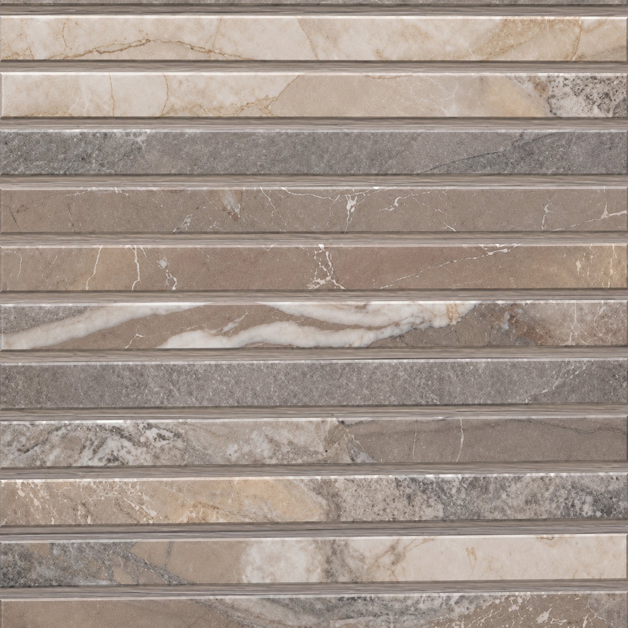 Linear Mocha porcelain stove chamber flat section, a warm slatted porcelain finish