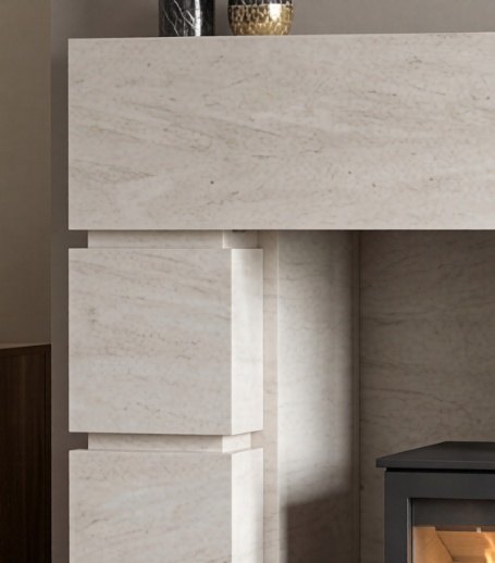 Solid stone block sections used to form the Midland Art Deco fireplace