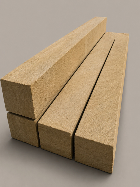 Gritstone sample pieces showing the warm colour and coarse natural grain