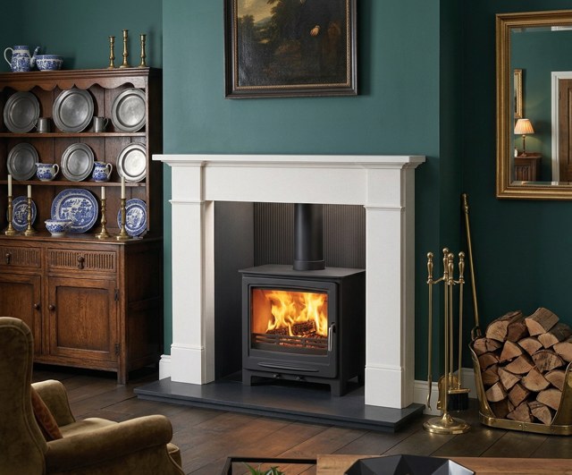 The Wardon Victorian limestone fireplace with upright proportions and clean architectural lines