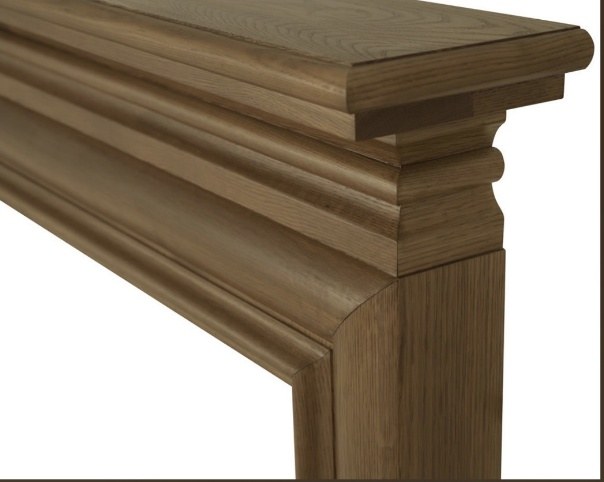 Welbourne oak fireplace section detail showing the timber profile