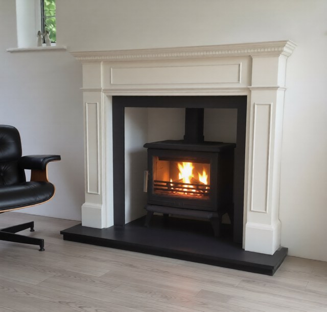 Welbourne fireplace package showing matching border slips and chamber base