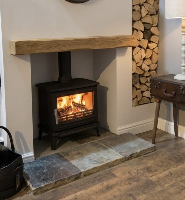 A five piece Yorkstone flag hearth