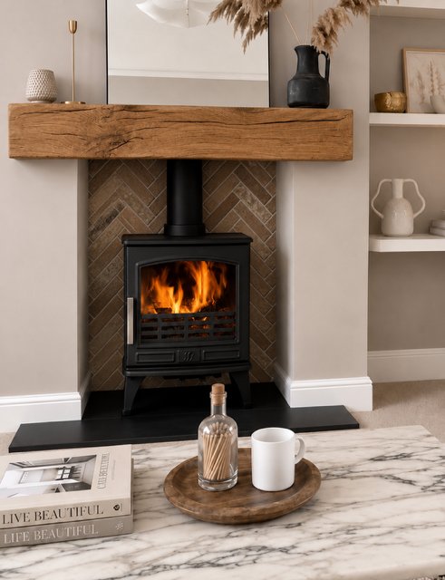 A cut stone hearth forming the base of a stove chamber in a Pickering home