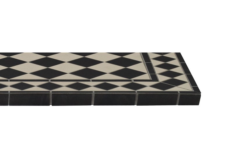 A Victorian pattern tiled hearth