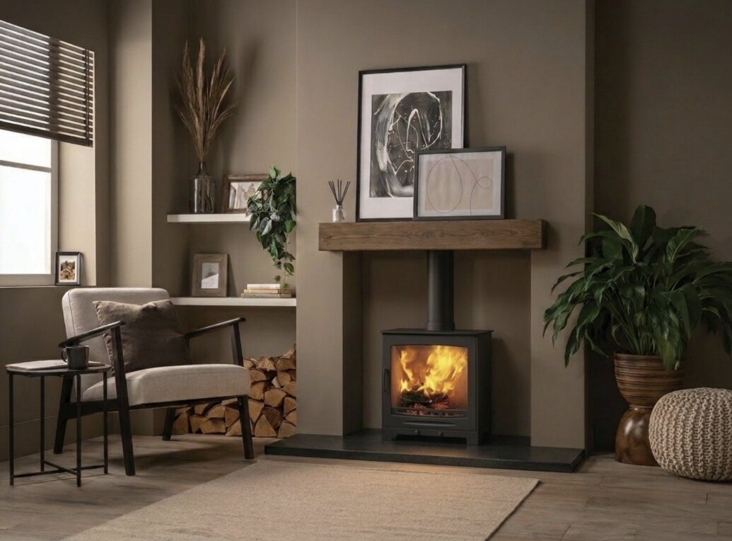 Deeper solid oak mantel beam