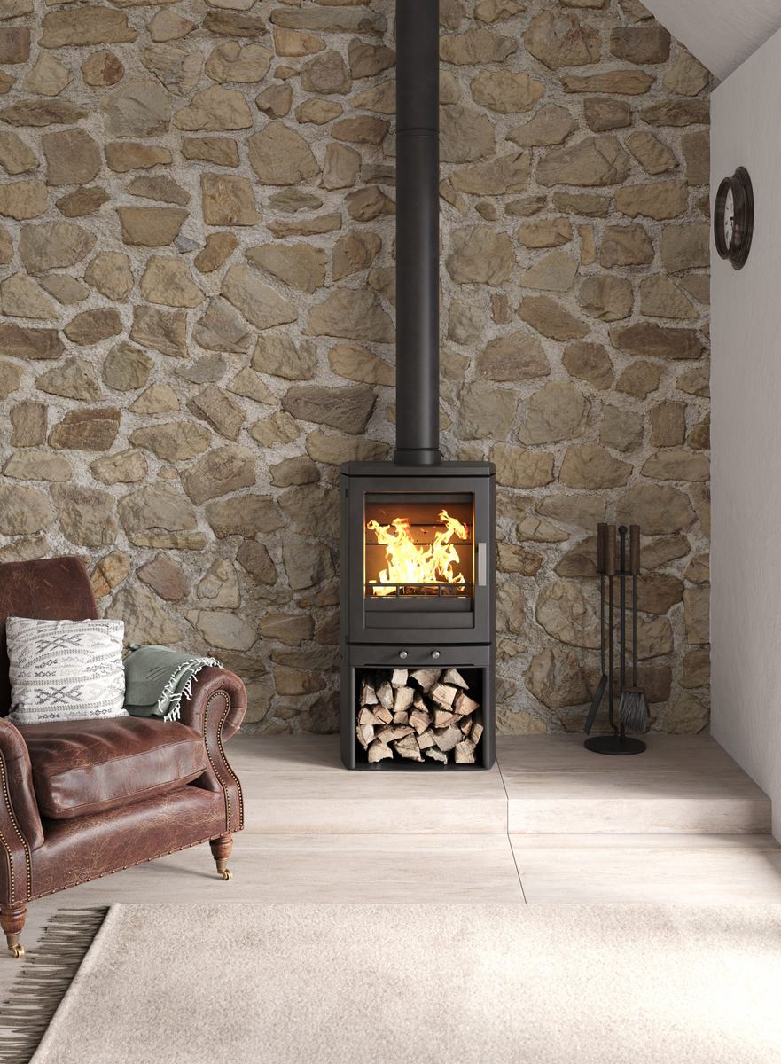 ACR Woodpecker WP5 QLS freestanding multifuel stove with log store, fitted across Yorkshire