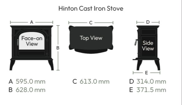 Dimensions and sizes diagram supplied by British Fires