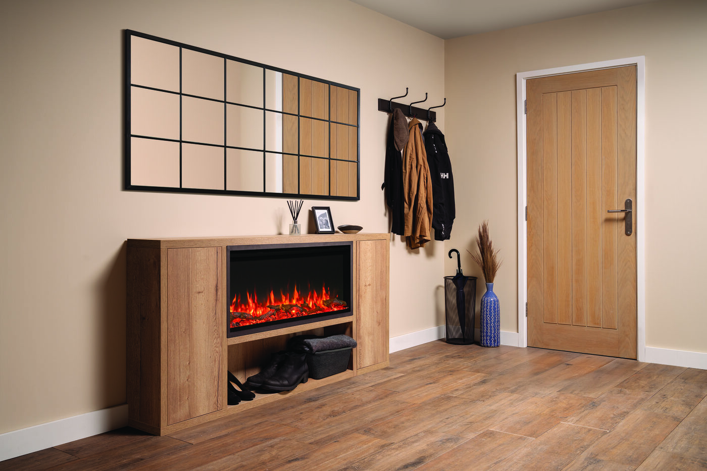 Fire FX Atmos 105R electric fire shown in a Venezia suite