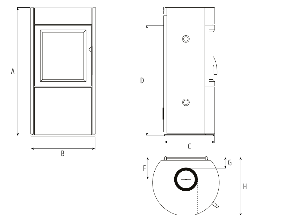 Fire FX Atlas 2 Wood Burning Stove dimensions